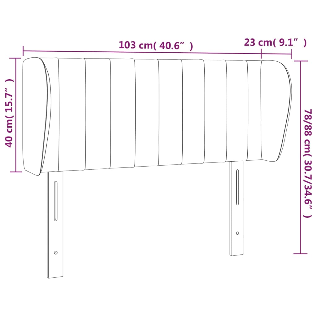 Tête de lit avec oreilles Noir 103x23x78/88 cm Velours Têtes et pieds de lit vidaXL   