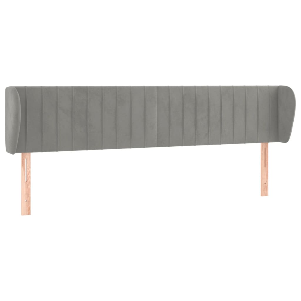 Tête de lit avec oreilles Gris clair 203x23x78/88 cm Velours Têtes et pieds de lit vidaXL   