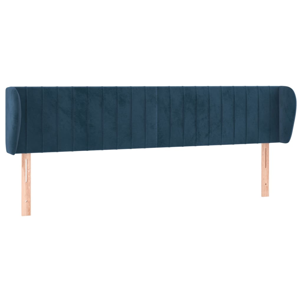 Tête de lit avec oreilles Bleu foncé 203x23x78/88 cm Velours Têtes et pieds de lit vidaXL   