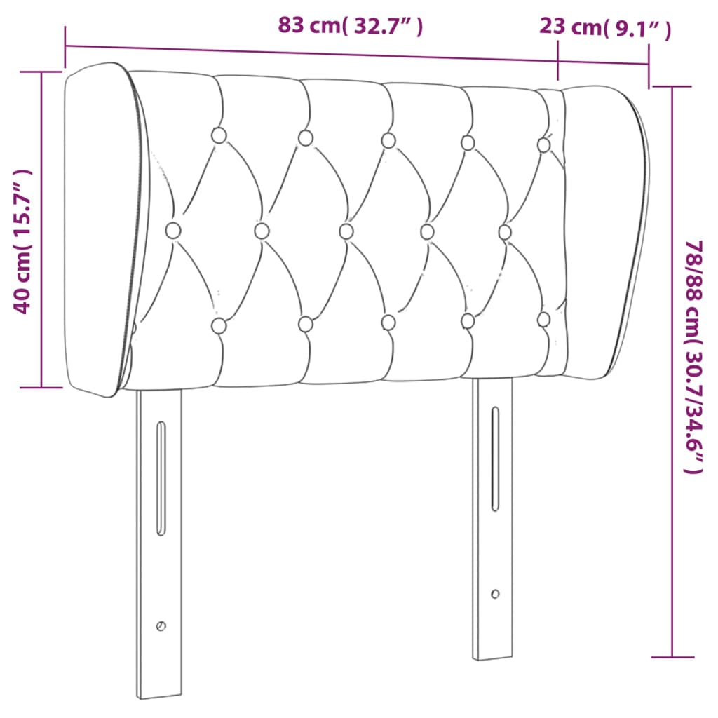 Tête de lit avec oreilles Gris clair 83x23x78/88 cm Tissu Têtes et pieds de lit vidaXL   