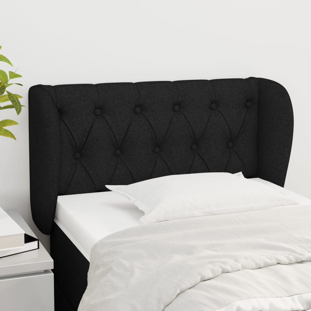 Tête de lit avec oreilles Noir 83x23x78/88 cm Tissu Têtes et pieds de lit vidaXL   