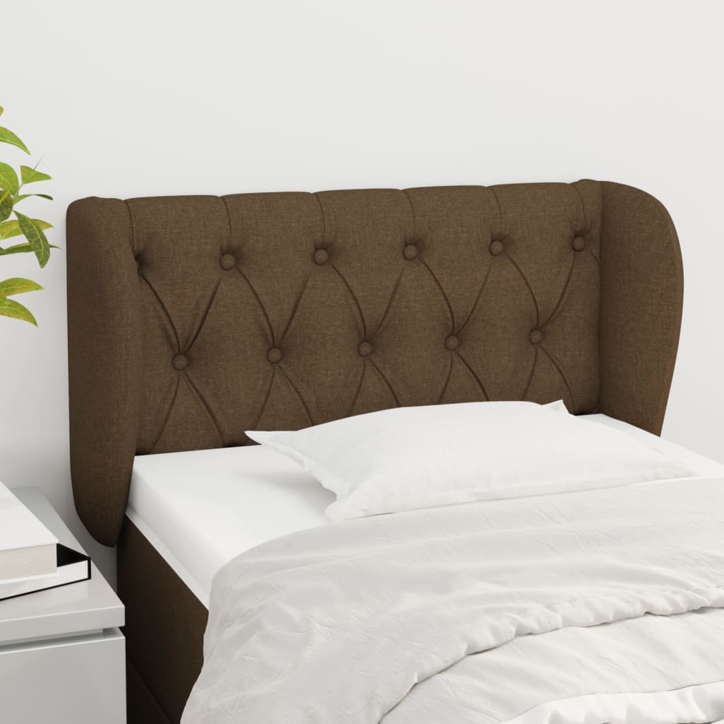 Tête de lit avec oreilles Marron Foncé 83x23x78/88 cm Tissu Têtes et pieds de lit vidaXL   