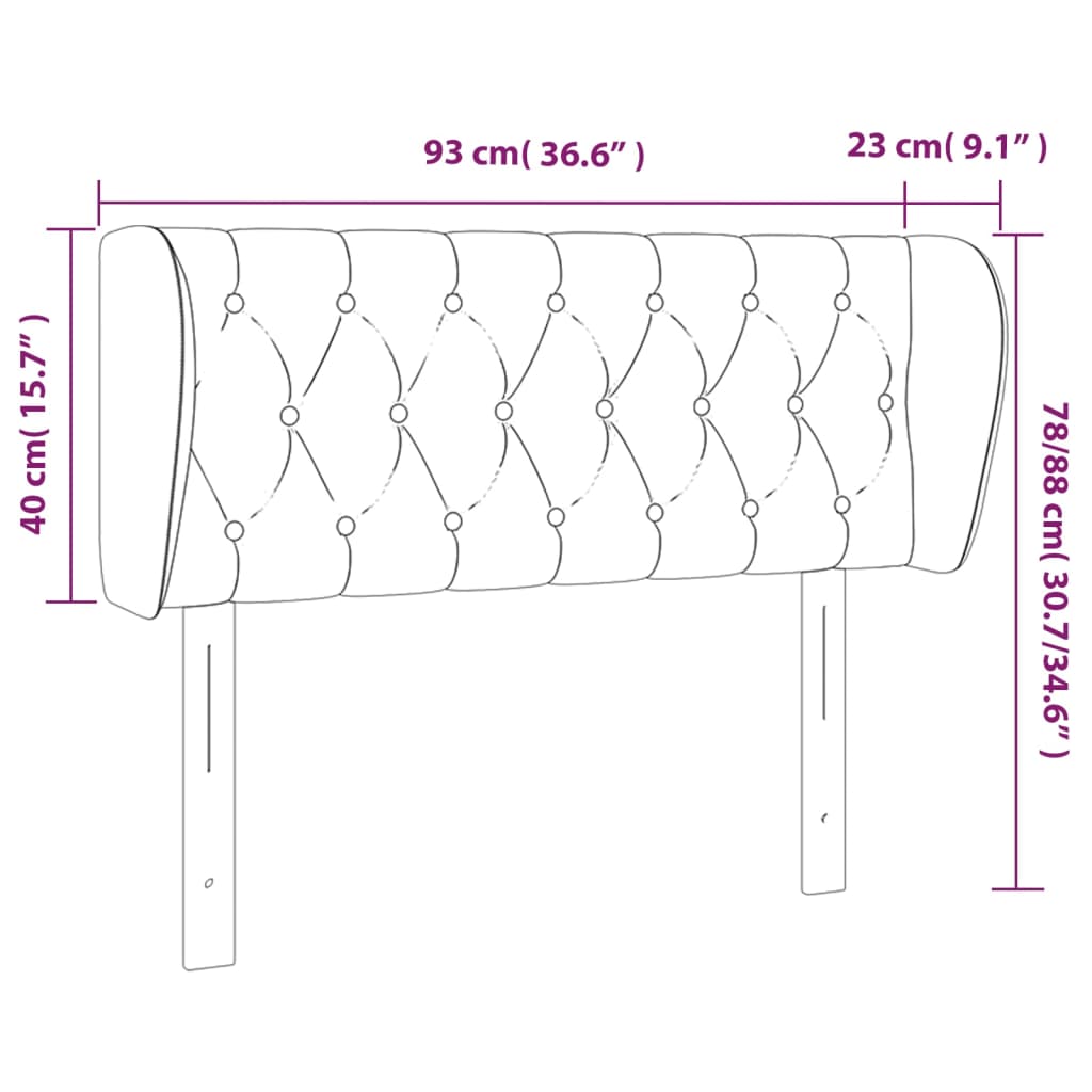 Tête de lit avec oreilles Gris clair 93x23x78/88 cm Tissu Têtes et pieds de lit vidaXL   