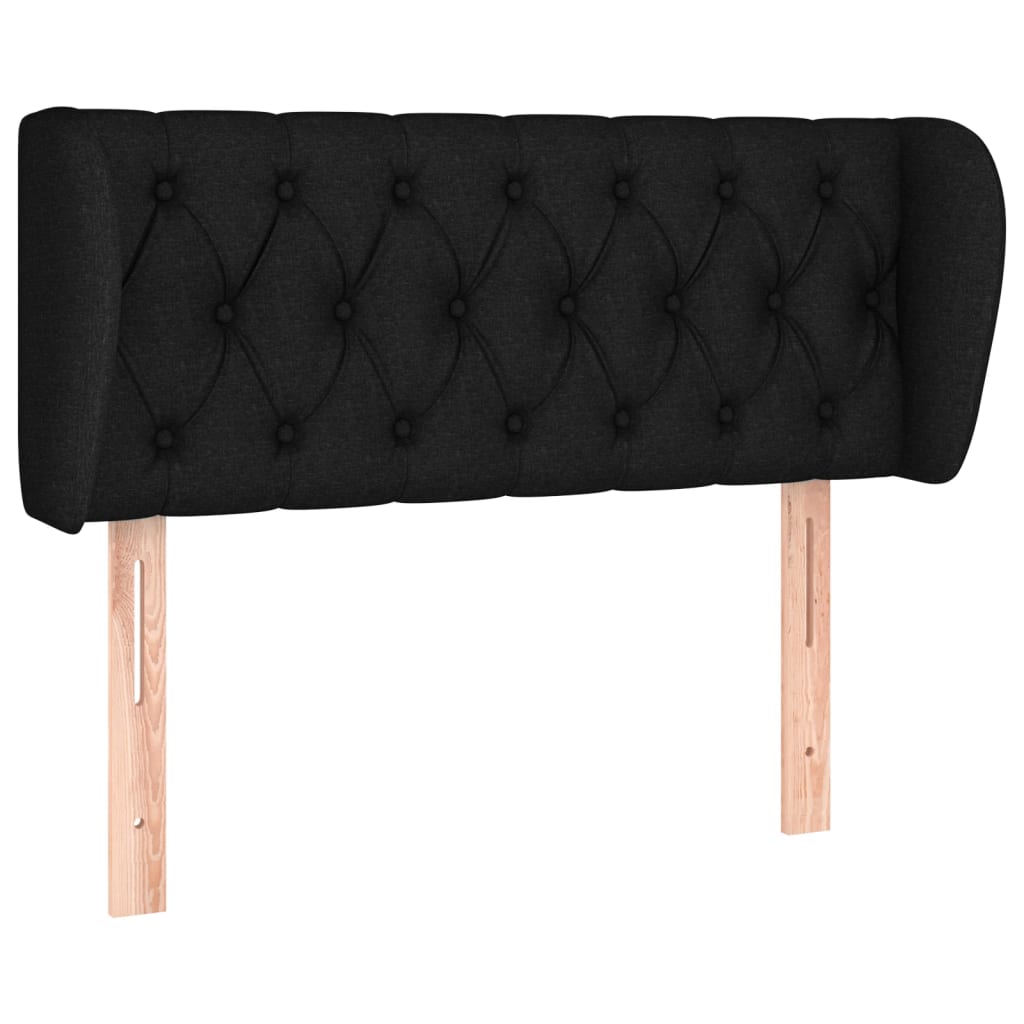 Tête de lit avec oreilles Noir 93x23x78/88 cm Tissu Têtes et pieds de lit vidaXL   