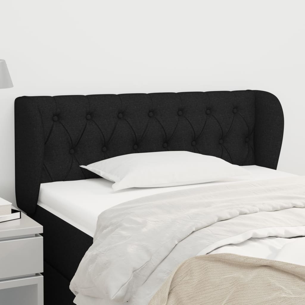 Tête de lit avec oreilles Noir 93x23x78/88 cm Tissu Têtes et pieds de lit vidaXL   