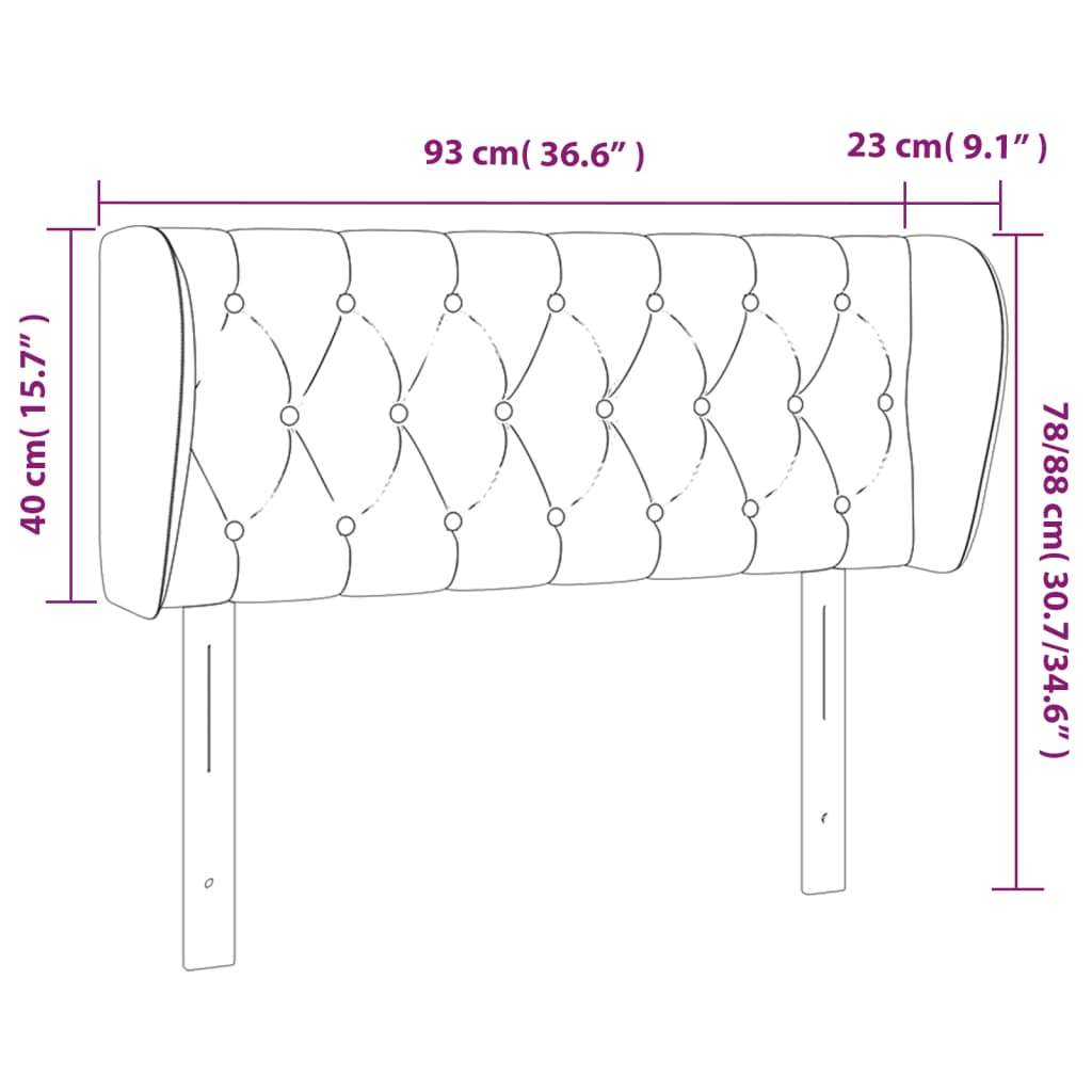 Tête de lit avec oreilles Marron foncé 93x23x78/88 cm Tissu Têtes et pieds de lit vidaXL   