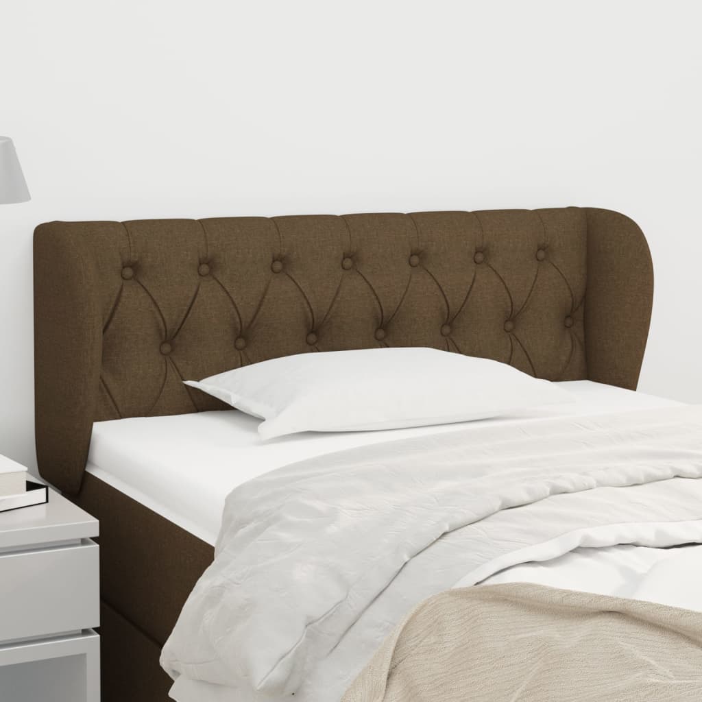 Tête de lit avec oreilles Marron foncé 93x23x78/88 cm Tissu Têtes et pieds de lit vidaXL   