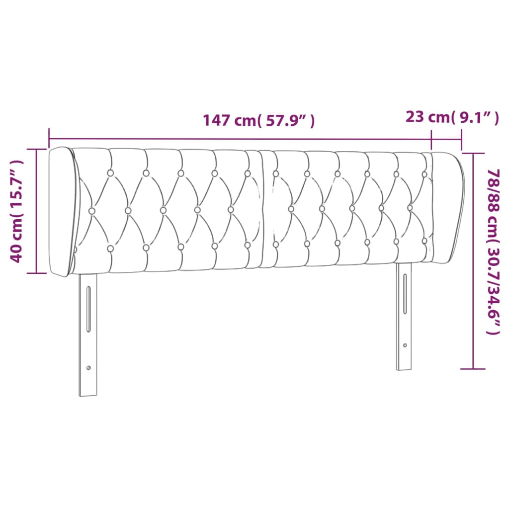 Tête de lit avec oreilles Gris clair 147x23x78/88 cm Tissu Têtes et pieds de lit vidaXL   