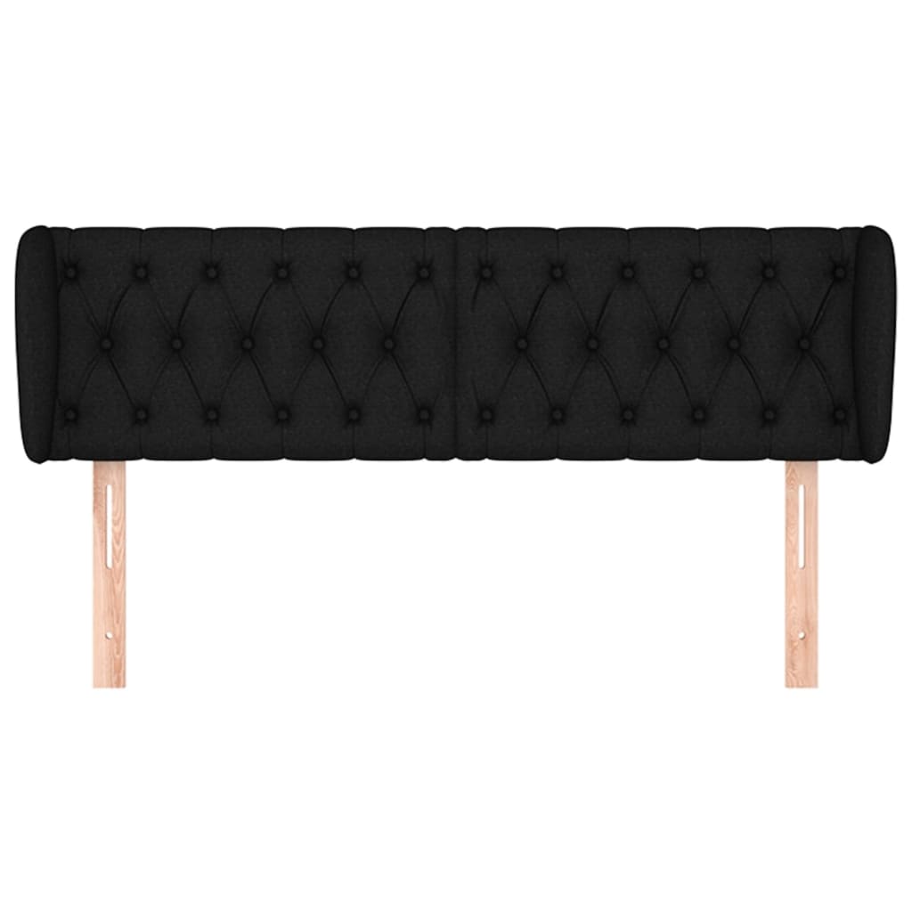 Tête de lit avec oreilles Noir 163x23x78/88 cm Tissu Têtes et pieds de lit vidaXL   