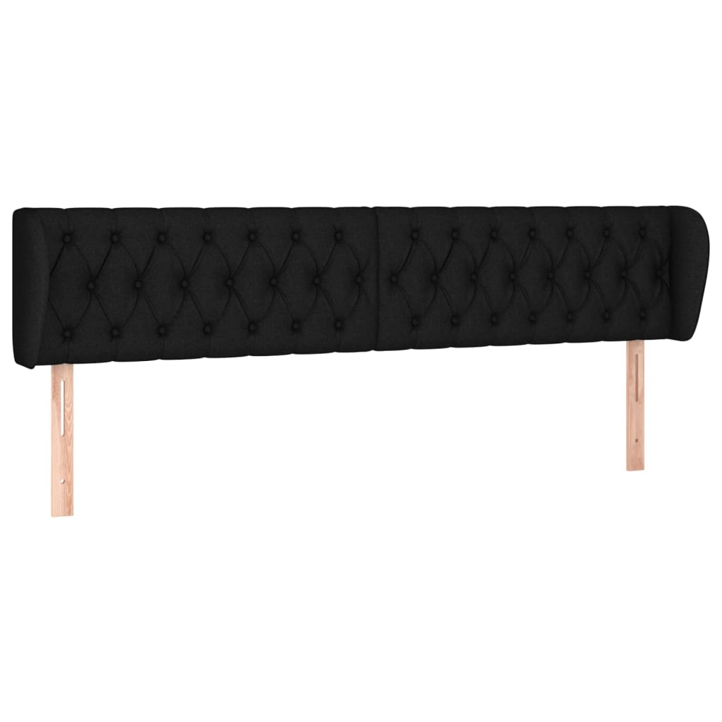 Tête de lit avec oreilles Noir 183x23x78/88 cm Tissu Têtes et pieds de lit vidaXL   