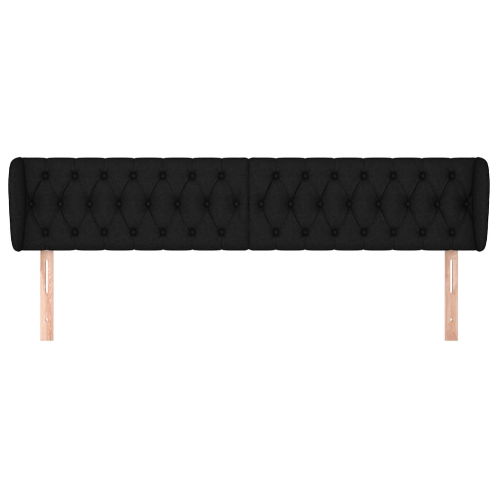 Tête de lit avec oreilles Noir 183x23x78/88 cm Tissu Têtes et pieds de lit vidaXL   