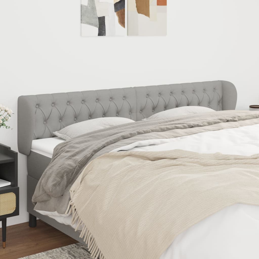 Tête de lit avec oreilles Gris clair 203x23x78/88 cm Tissu Têtes et pieds de lit vidaXL   