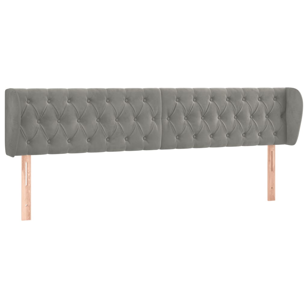 Tête de lit avec oreilles Gris clair 183x23x78/88 cm Velours Têtes et pieds de lit vidaXL   