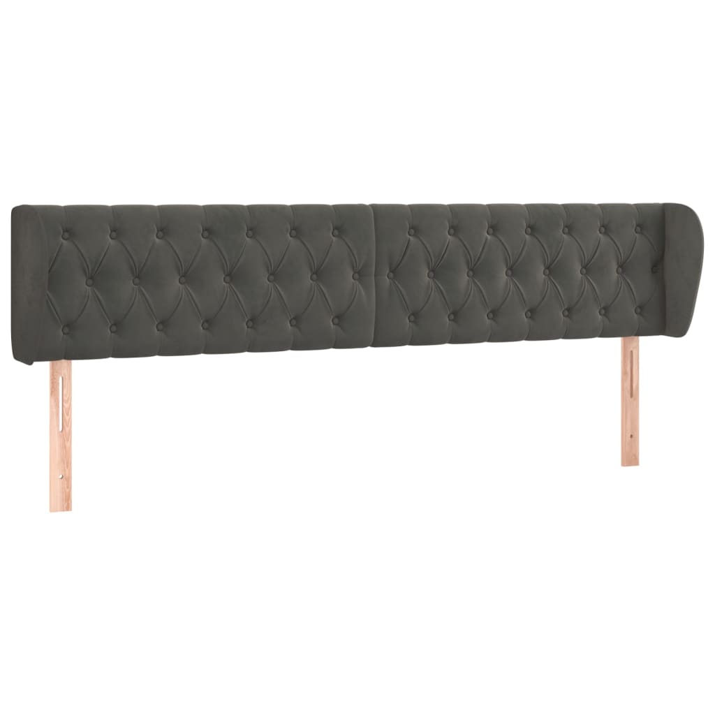 Tête de lit avec oreilles Gris foncé 183x23x78/88 cm Velours Têtes et pieds de lit vidaXL   