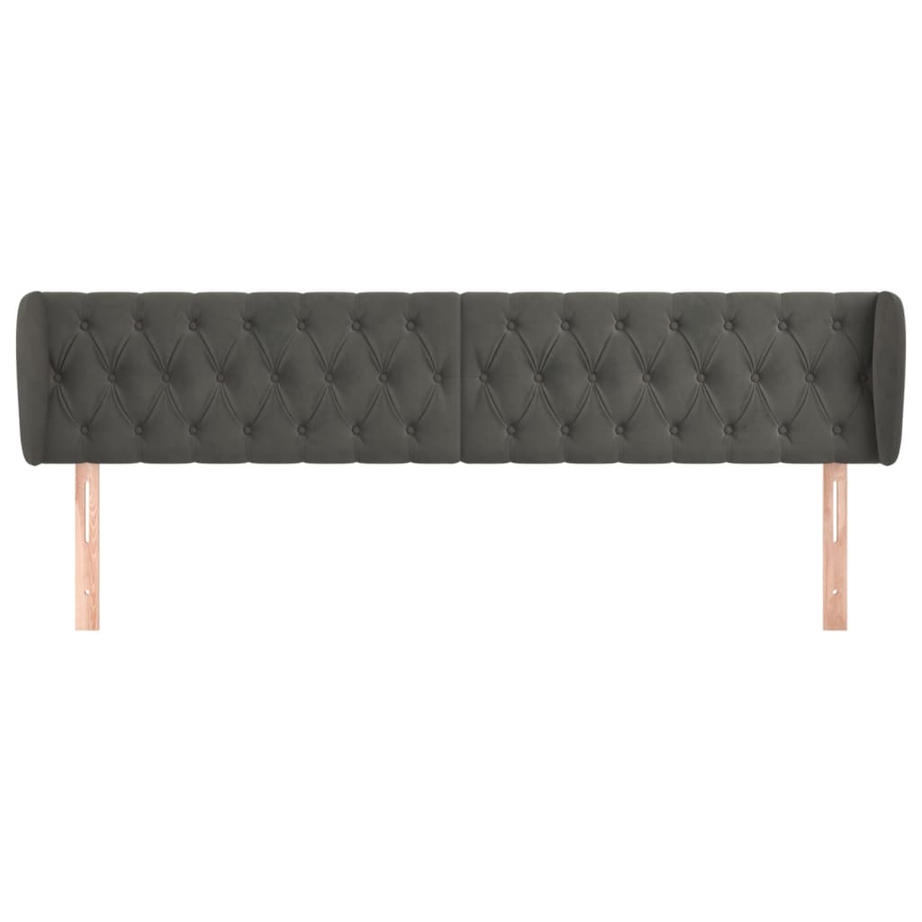 Tête de lit avec oreilles Gris foncé 183x23x78/88 cm Velours Têtes et pieds de lit vidaXL   