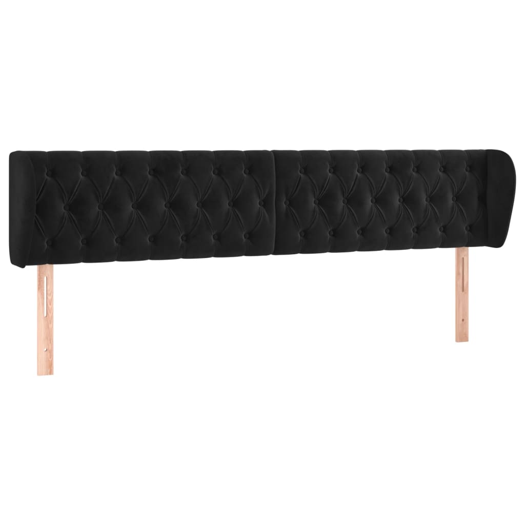 Tête de lit avec oreilles Noir 183x23x78/88 cm Velours Têtes et pieds de lit vidaXL   