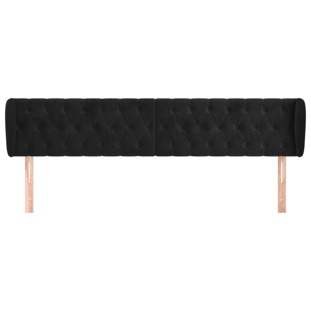 Tête de lit avec oreilles Noir 183x23x78/88 cm Velours Têtes et pieds de lit vidaXL   