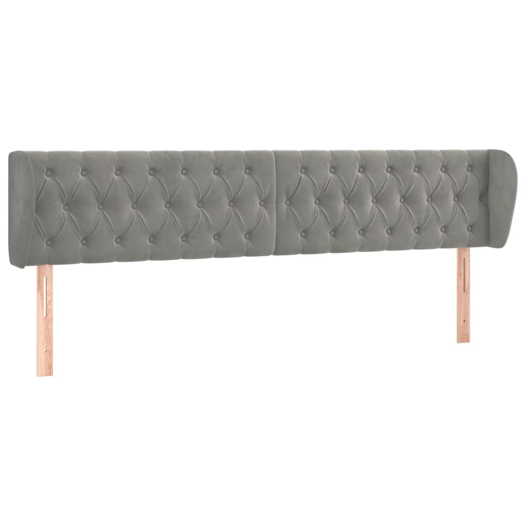 Tête de lit avec oreilles Gris clair 203x23x78/88 cm Velours Têtes et pieds de lit vidaXL   