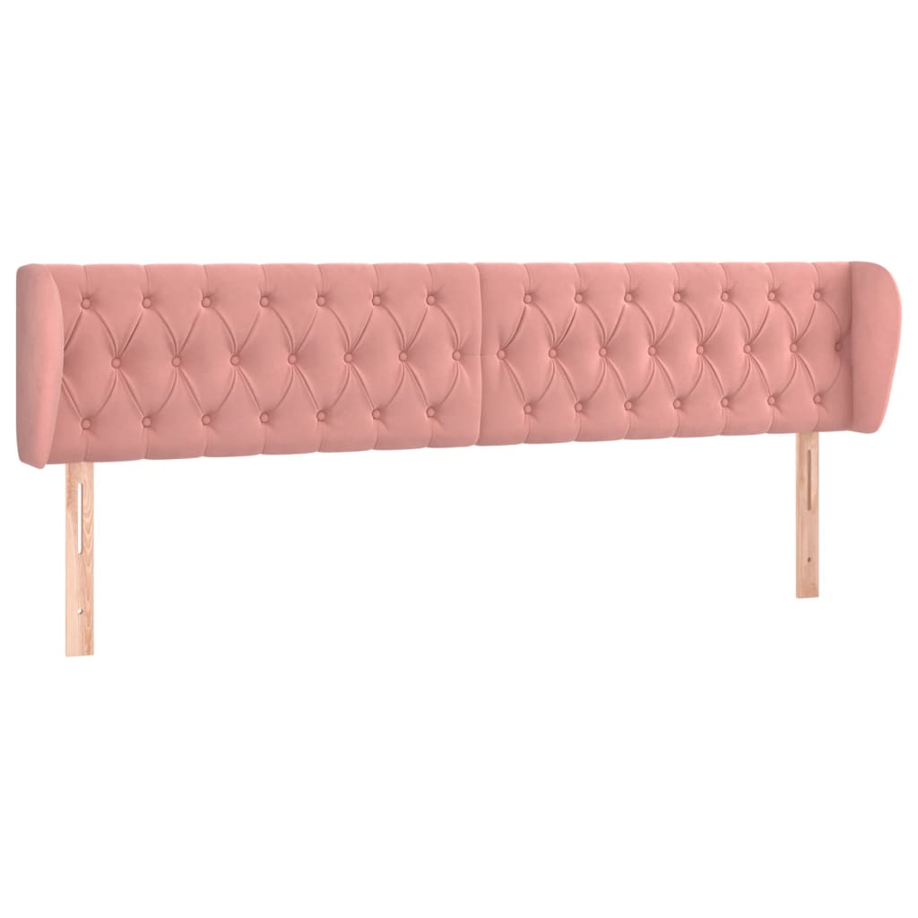 Tête de lit avec oreilles Rose 203x23x78/88 cm Velours Têtes et pieds de lit vidaXL   