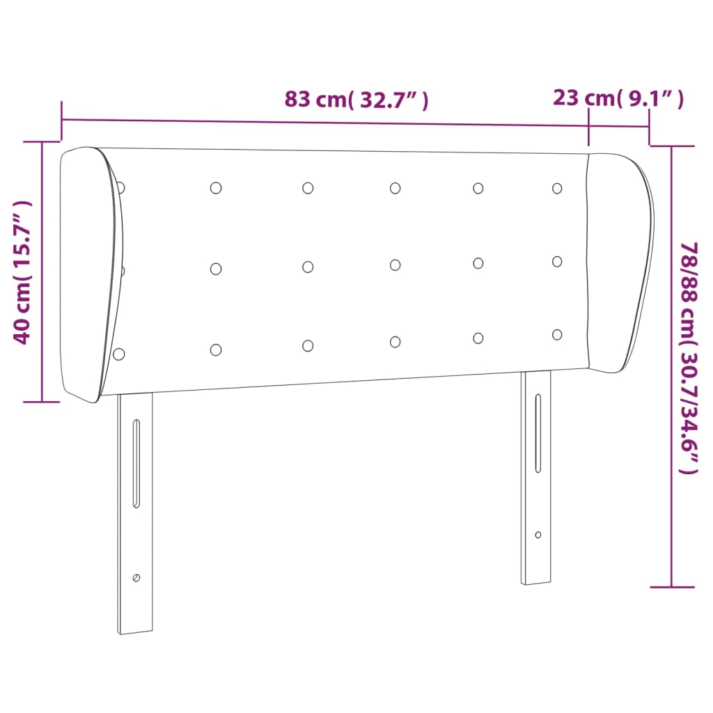 Tête de lit avec oreilles Gris clair 83x23x78/88 cm Tissu Têtes et pieds de lit vidaXL   