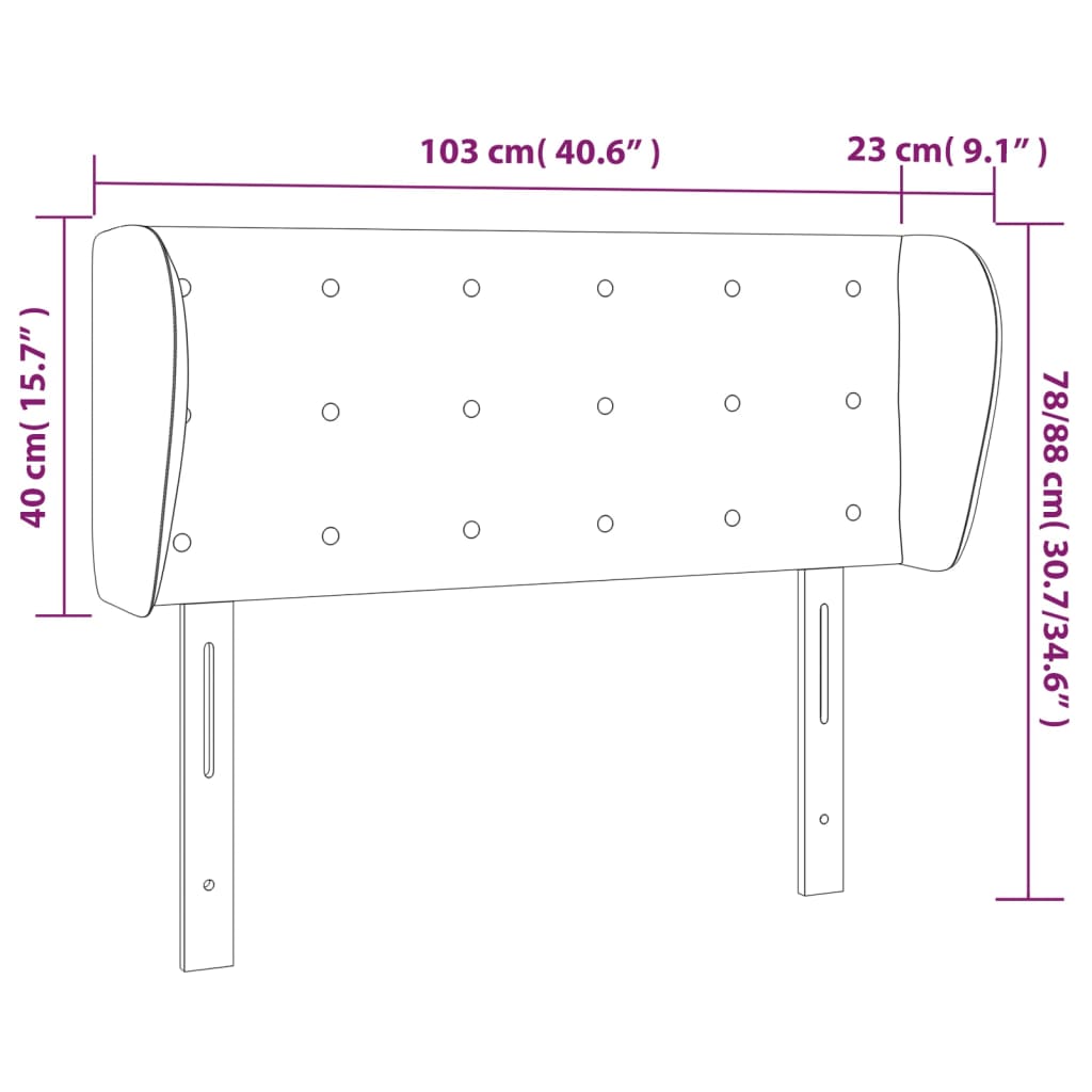 Tête de lit avec oreilles Noir 103x23x78/88 cm Tissu Têtes et pieds de lit vidaXL   