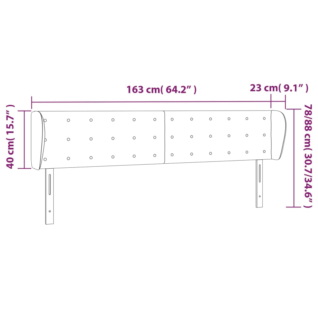 Tête de lit avec oreilles Gris clair 163x23x78/88 cm Tissu Têtes et pieds de lit vidaXL   