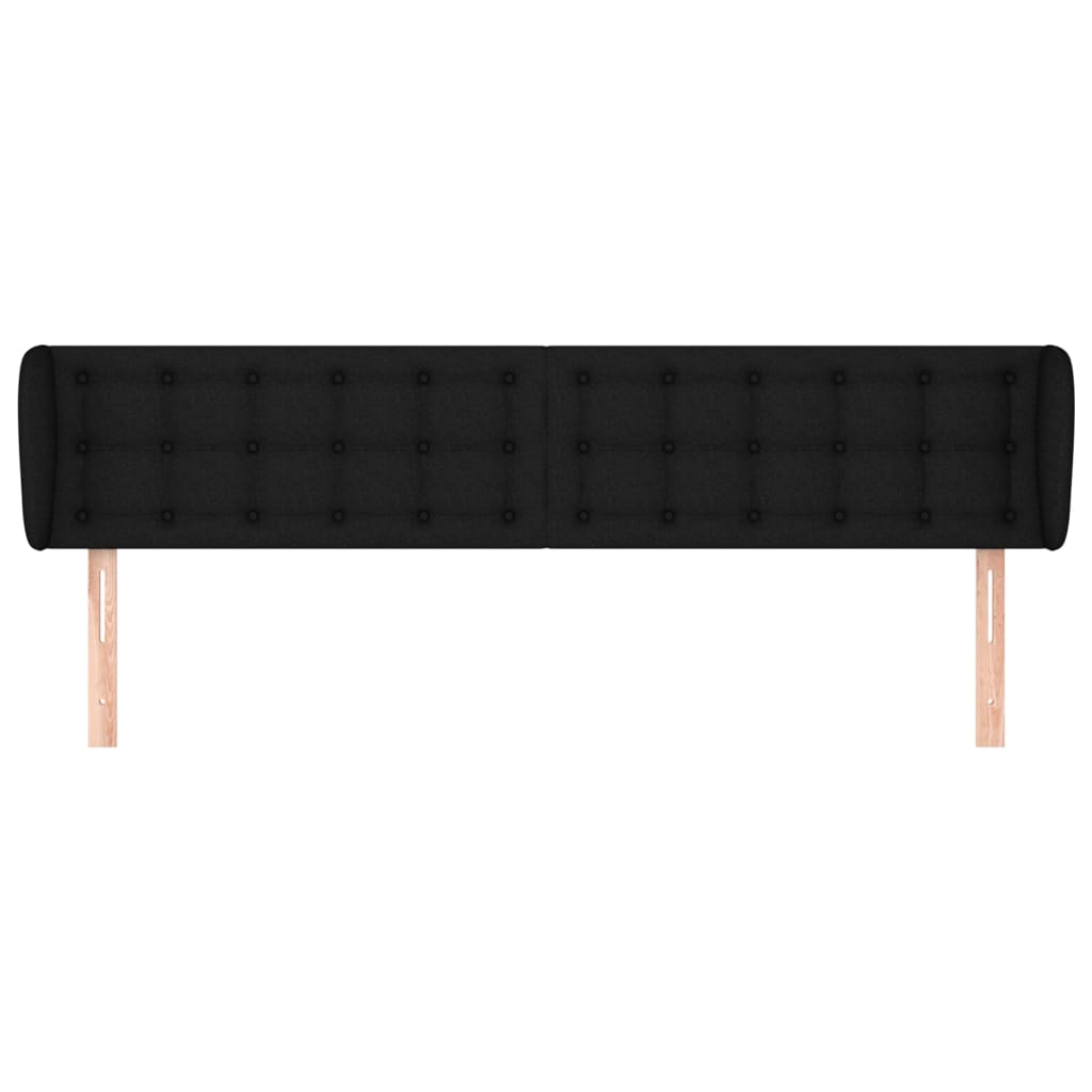 Tête de lit avec oreilles Noir 163x23x78/88 cm Tissu Têtes et pieds de lit vidaXL   