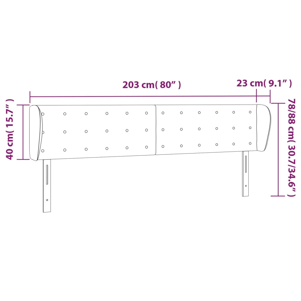 Tête de lit avec oreilles Gris clair 203x23x78/88 cm Tissu Têtes et pieds de lit vidaXL   