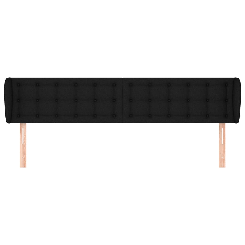 Tête de lit avec oreilles Noir 203x23x78/88 cm Tissu Têtes et pieds de lit vidaXL   