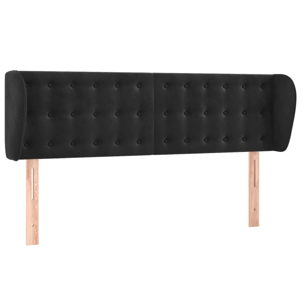 Tête de lit avec oreilles Noir 147x23x78/88 cm Velours Têtes et pieds de lit vidaXL   