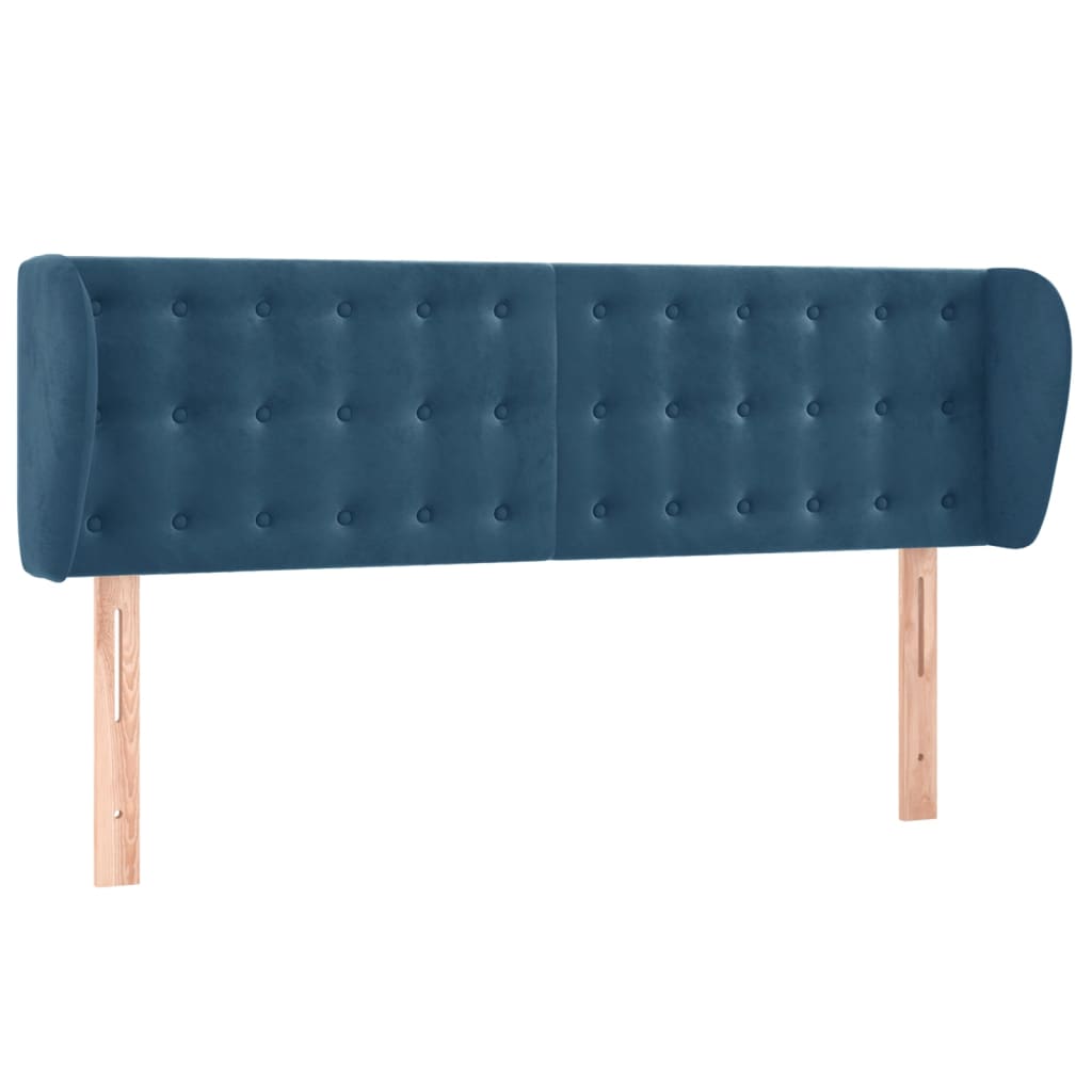 Tête de lit avec oreilles Bleu foncé 147x23x78/88 cm Velours Têtes et pieds de lit vidaXL   