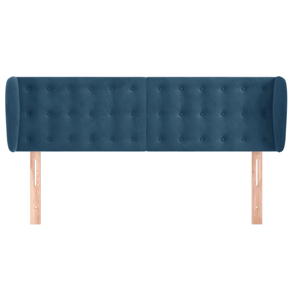 Tête de lit avec oreilles Bleu foncé 147x23x78/88 cm Velours Têtes et pieds de lit vidaXL   