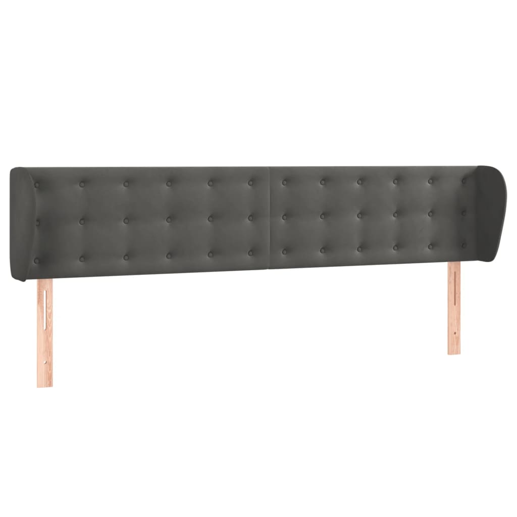 Tête de lit avec oreilles Gris foncé 183x23x78/88 cm Velours Têtes et pieds de lit vidaXL   