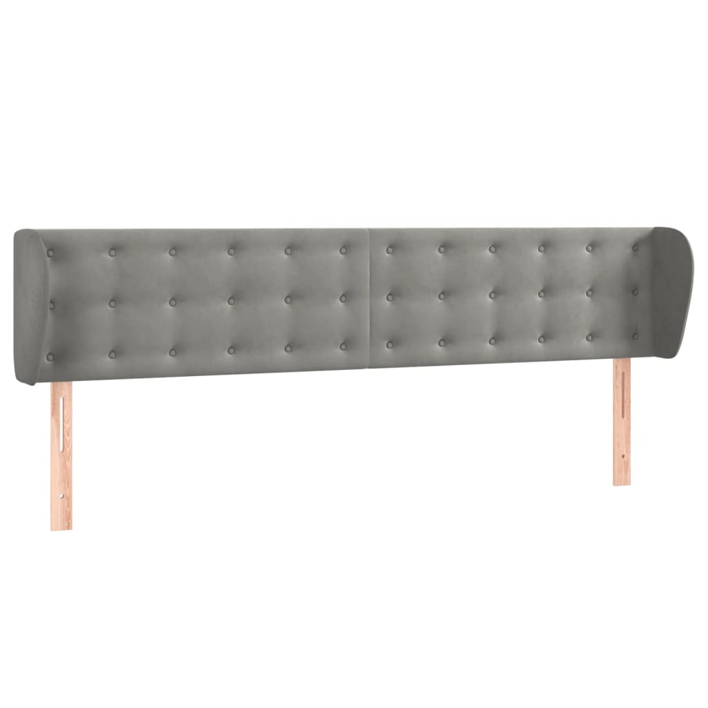 Tête de lit avec oreilles Gris clair 203x23x78/88 cm Velours Têtes et pieds de lit vidaXL   