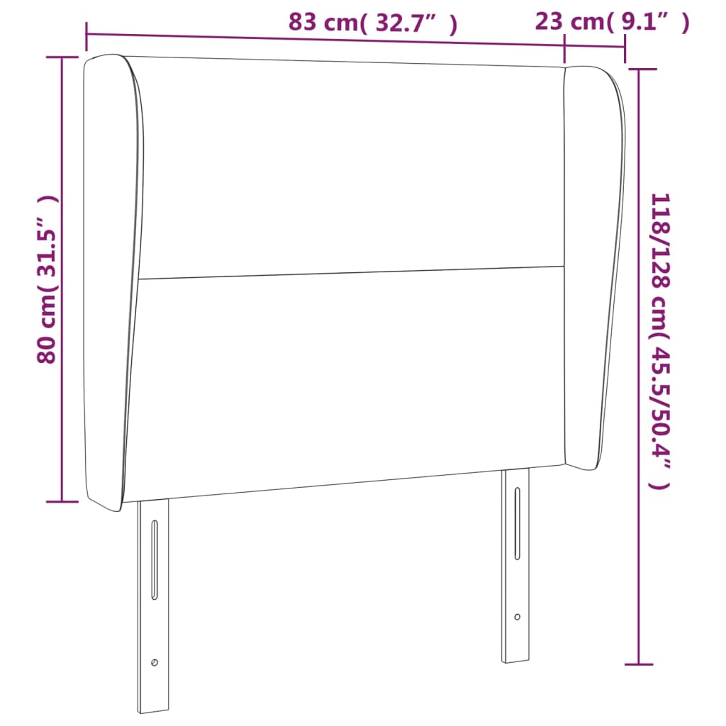 Tête de lit avec oreilles Gris foncé 83x23x118/128 cm Tissu Têtes et pieds de lit vidaXL   