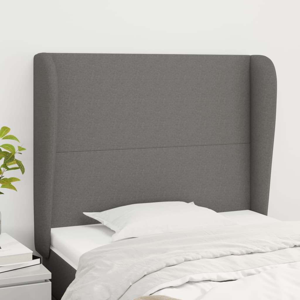 Tête de lit avec oreilles Gris foncé 83x23x118/128 cm Tissu Têtes et pieds de lit vidaXL   