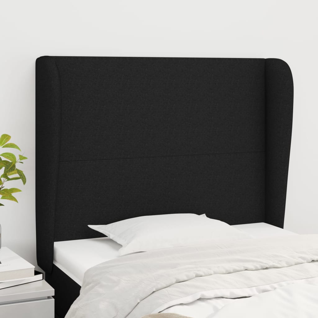 Tête de lit avec oreilles Noir 83x23x118/128 cm Tissu Têtes et pieds de lit vidaXL   