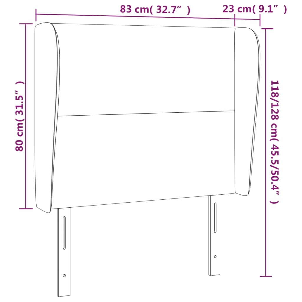 Tête de lit avec oreilles Bleu 83x23x118/128 cm Tissu Têtes et pieds de lit vidaXL   