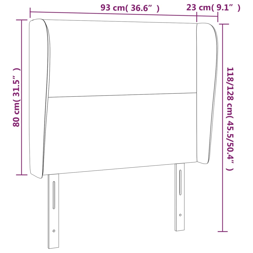 Tête de lit avec oreilles Gris clair 93x23x118/128 cm Tissu Têtes et pieds de lit vidaXL   