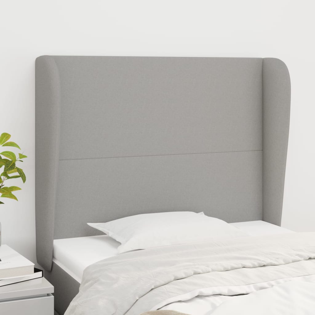 Tête de lit avec oreilles Gris clair 93x23x118/128 cm Tissu Têtes et pieds de lit vidaXL   