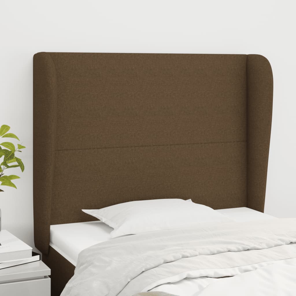 Tête de lit avec oreilles Marron foncé 103x23x118/128 cm Tissu Têtes et pieds de lit vidaXL   