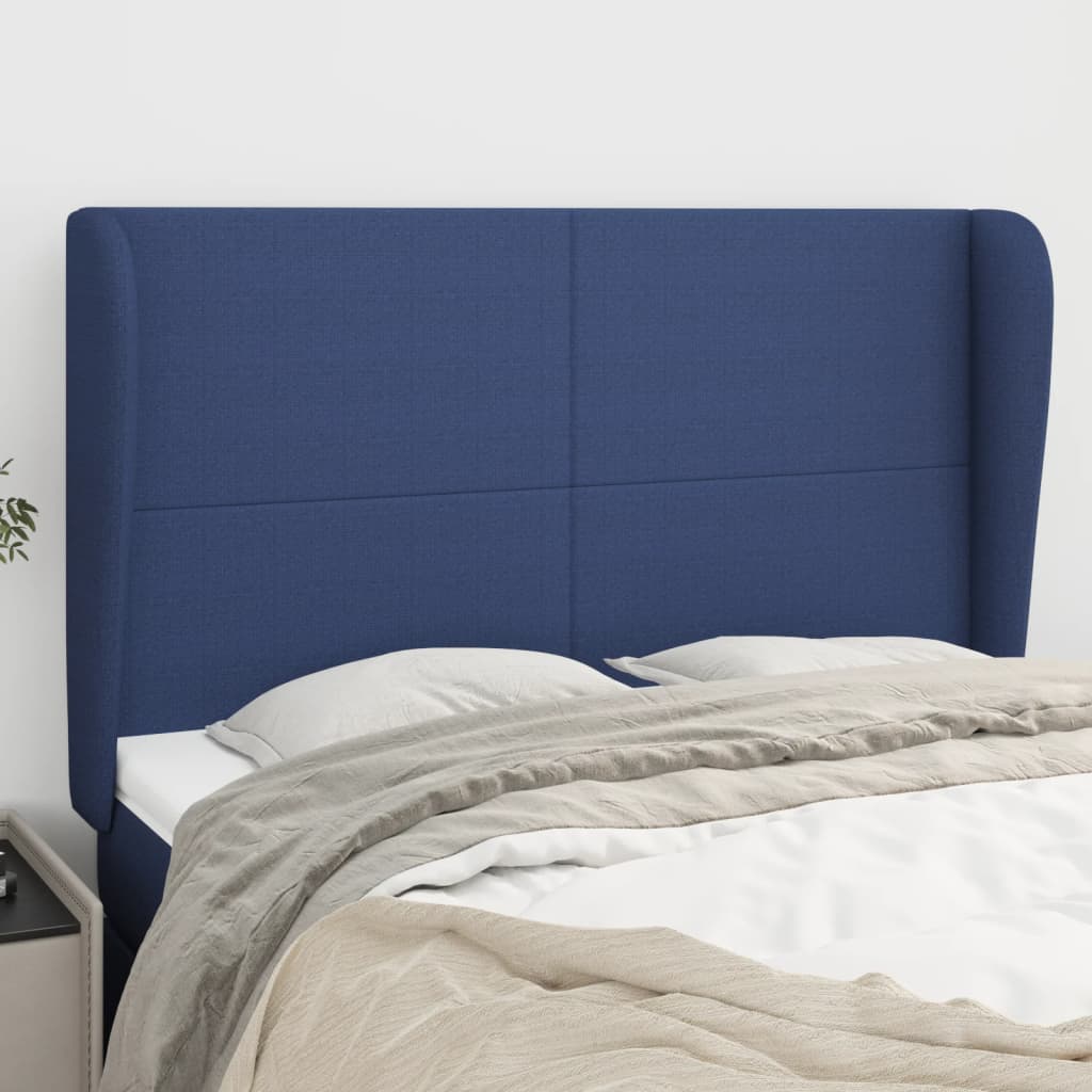 Tête de lit avec oreilles Bleu 147x23x118/128 cm Tissu Têtes et pieds de lit vidaXL   