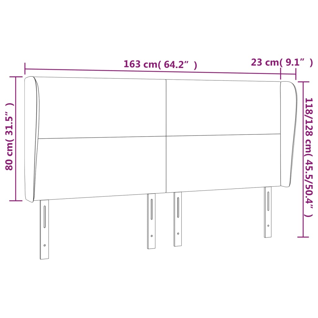 Tête de lit avec oreilles Taupe 163x23x118/128 cm Tissu Têtes et pieds de lit vidaXL   