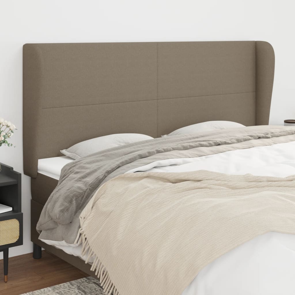 Tête de lit avec oreilles Taupe 163x23x118/128 cm Tissu Têtes et pieds de lit vidaXL   