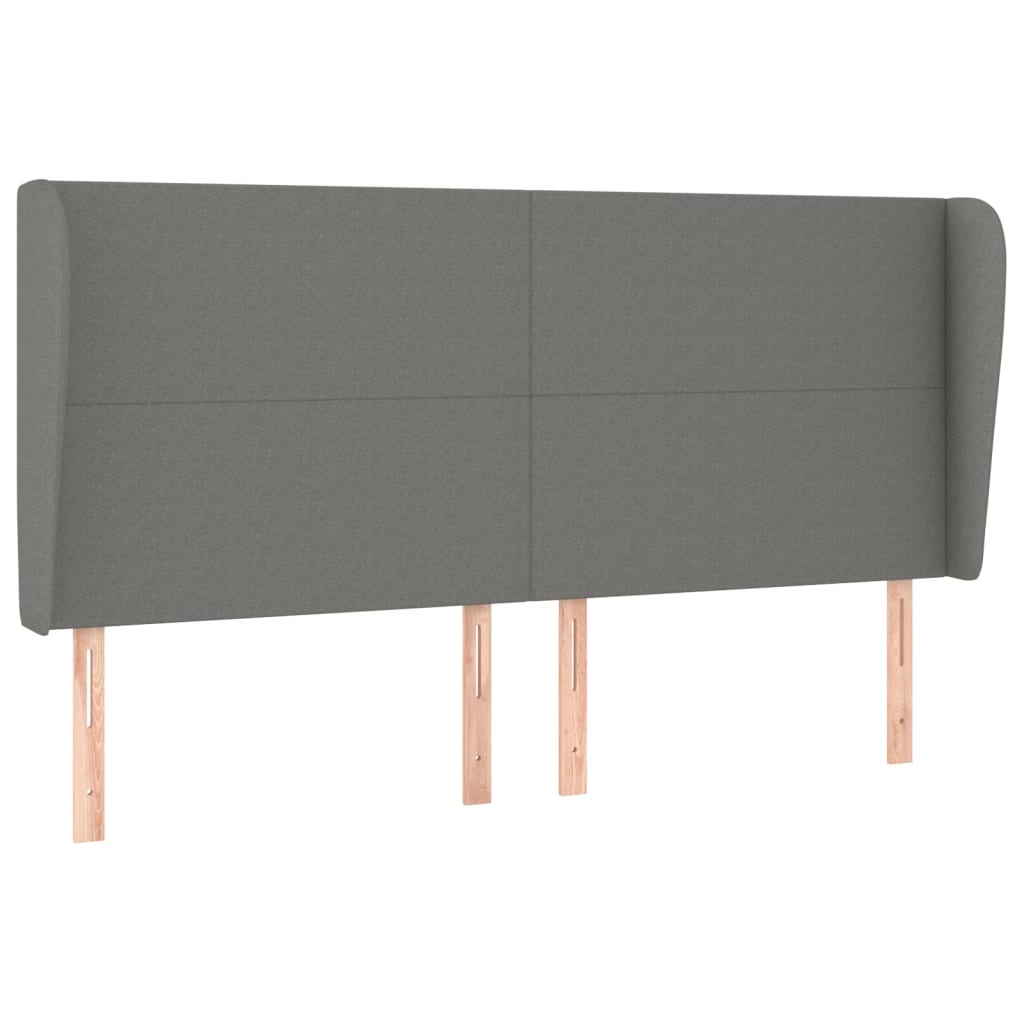 Tête de lit avec oreilles Gris foncé 203x23x118/128 cm Tissu Têtes et pieds de lit vidaXL   