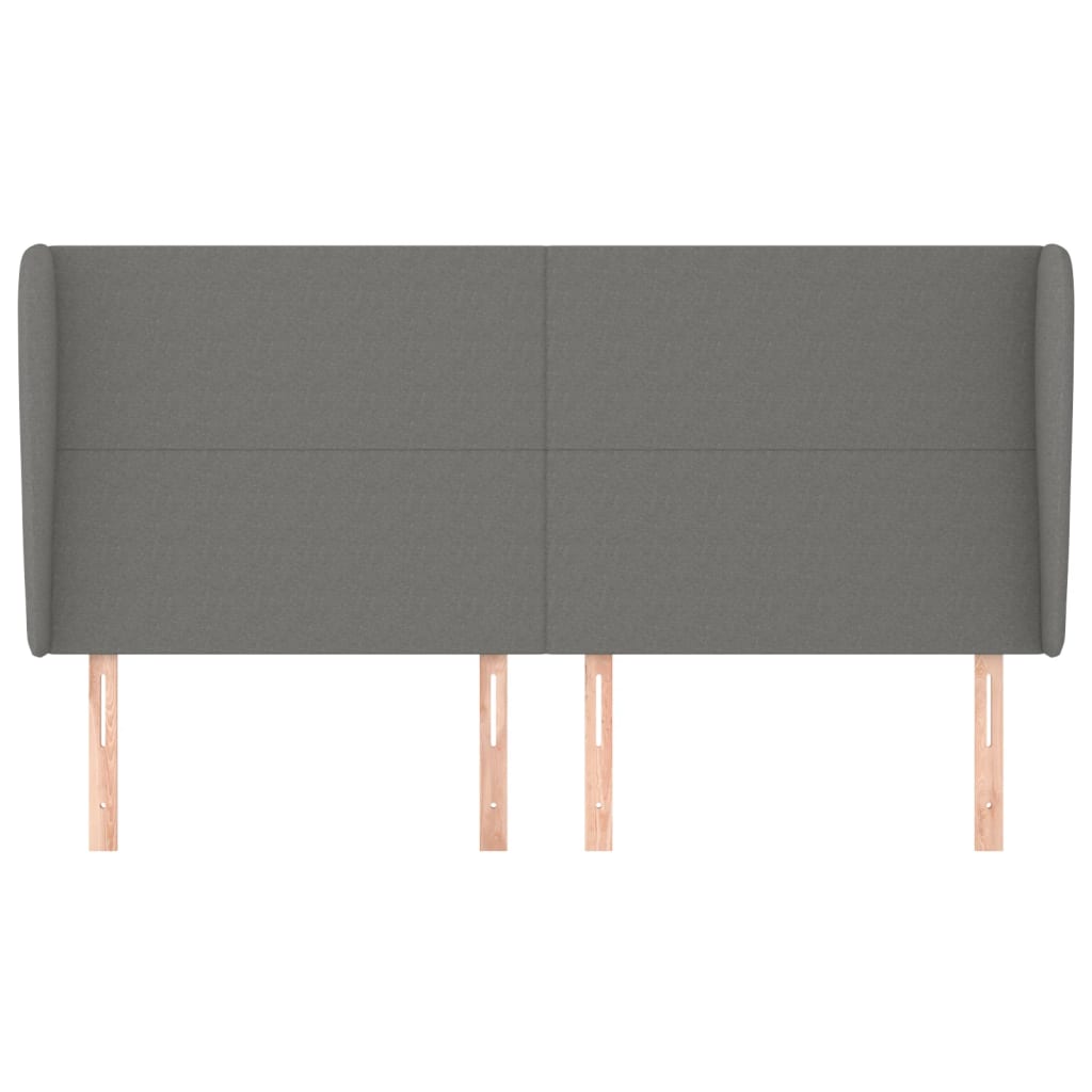 Tête de lit avec oreilles Gris foncé 203x23x118/128 cm Tissu Têtes et pieds de lit vidaXL   