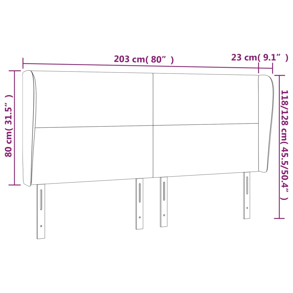 Tête de lit avec oreilles Bleu 203x23x118/128 cm Tissu Têtes et pieds de lit vidaXL   