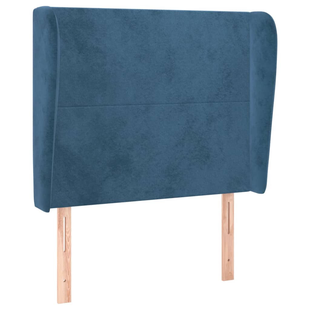 Tête de lit avec oreilles Bleu foncé 93x23x118/128 cm Velours Têtes et pieds de lit vidaXL   