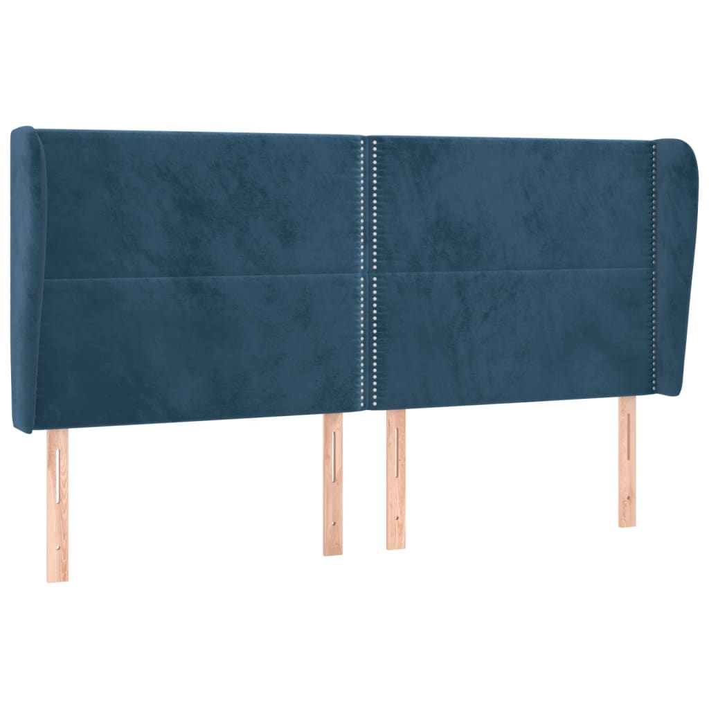 Tête de lit avec oreilles Bleu foncé 163x23x118/128 cm Velours Têtes et pieds de lit vidaXL   