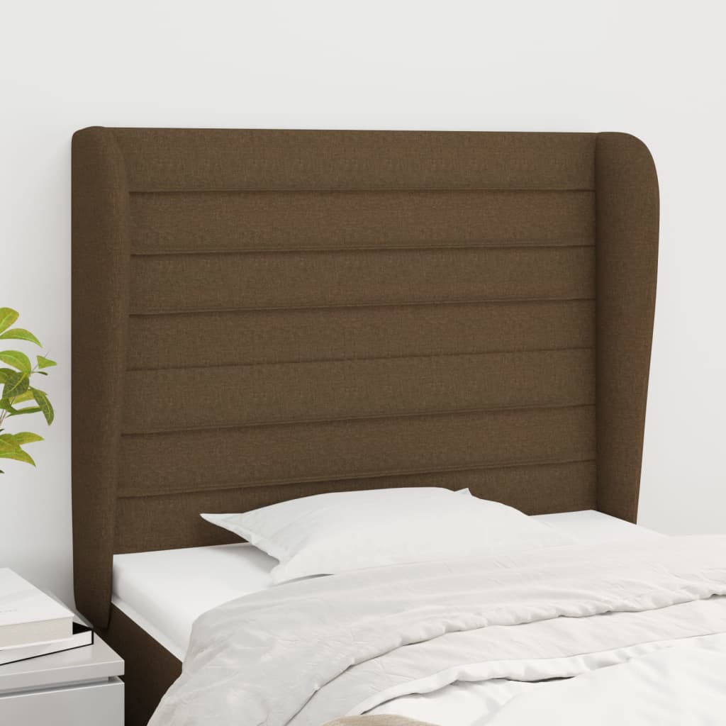 Tête de lit avec oreilles Marron foncé 83x23x118/128 cm Tissu Têtes et pieds de lit vidaXL   